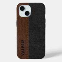 Masculine Noir & Brown Vintage Faux Coque en cuir