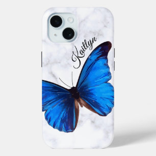 Pour iPhone 15 Papillon bleu clair Morpho   Coque de téléphone pe