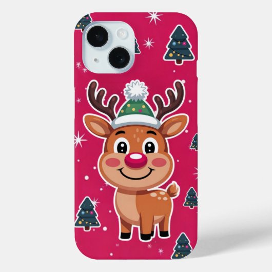 Pour iPhone 15 Rudolph L'iPhone Red Nose Reindeer / coque ipad (Verso)