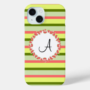 Pour iPhone 15 Watermelon Stripe Classic "Monogramme" coque iphon
