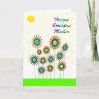 Pour la mère, une carte de fleurs heureuses