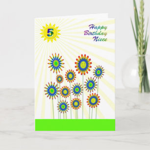 Pour la nièce age 5, une carte de fleurs heureuses