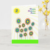 Pour l'âge de la soeur 2, carte de fleurs heureuse (Fleur jaune)