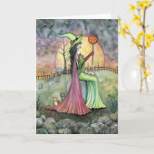 Pour l'amour de la carte de sorcière d'Halloween (Fleur jaune)