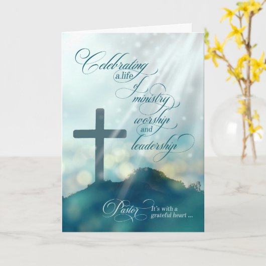 pour l'anniversaire d'Ordination du Pasteur Carte  (Fleur jaune)