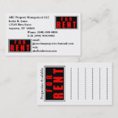 POUR le service de location de carte de cartes de (Devant / Derrière)