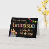 Pour Les Bougies Chic Grandson, Carte D'Anniversai (Fleur jaune)