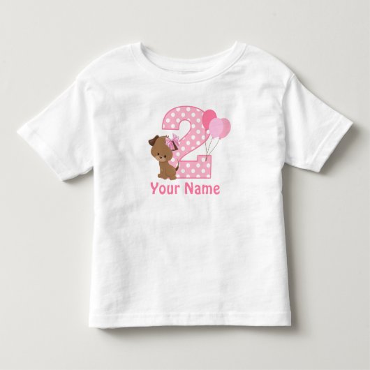 Pour Les Tous Petits 2e anniversaire fille chiot personnalisée T-shirt (Devant)