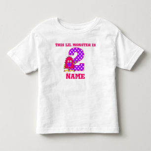 Pour Les Tous Petits 2e Anniversaire Monstre rose T-shirt personnalisé