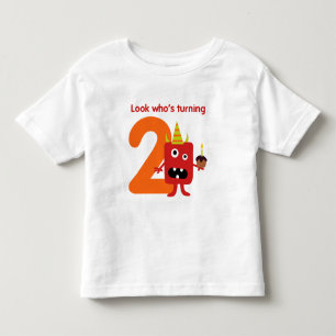 Pour Les Tous Petits 2ème Monstre mignon de T-shirt d'anniversaire