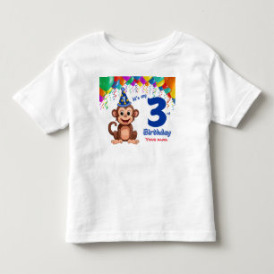 Pour Les Tous Petits 3 T-Shirt Personnalisable Anniversaire, Fête Singe