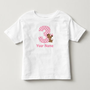 Pour Les Tous Petits 3e anniversaire fille chiot personnalisée T-shirt