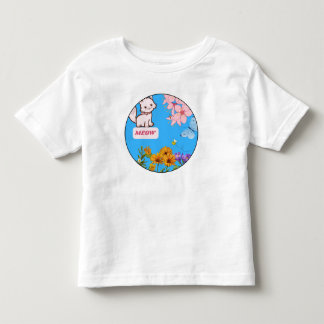Pour Les Tous Petits Chemise T-Shirt Floral Kitty Cuteness