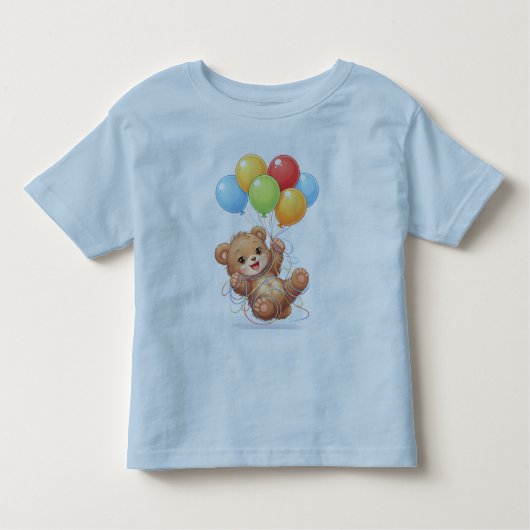 Pour Les Tous Petits Cute Bear Balloon Birthday Toddler T-Shirt (Devant)