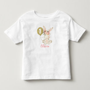 Pour Les Tous Petits Filles Lapin Floral Premier T-shirt Anniversaire