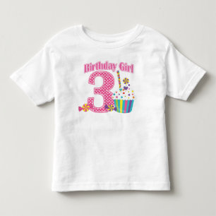 Pour Les Tous Petits Filles Numéro 3 Cupcake Anniversaire T-shirt
