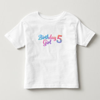 Pour Les Tous Petits Glitter Birthday Girl 5 Kids T-Shirt
