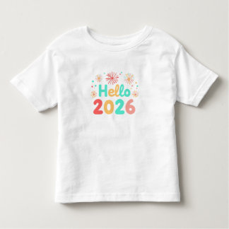 Pour Les Tous Petits Hello 2026 Toddler Girl T-Shirt | Cute New Year 