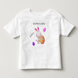 Pour Les Tous Petits Joyeux lapin de Pâques et t-shirt aux oeufs rayés.