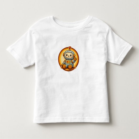 Pour Les Tous Petits Little Robot Cute Retro Patch Toddler T-Shirt (Devant)