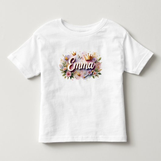 Pour Les Tous Petits Personalized Princess Floral Kids T-Shirt (Devant)