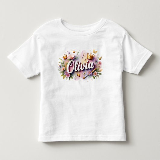 Pour Les Tous Petits Personalized Princess Floral Kids T-Shirt (Devant)