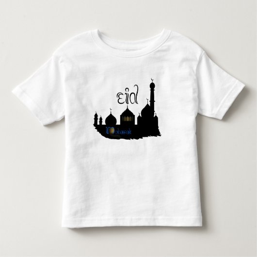 Pour Les Tous Petits Silhouette de mosquée d'Eid Mubarak - le T-shirt (Devant)