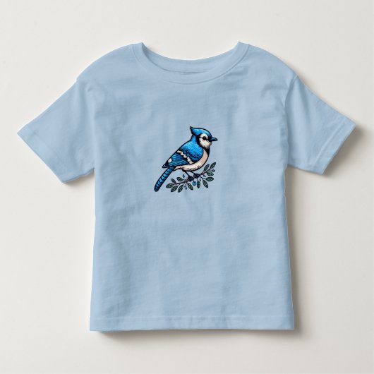 Pour Les Tous Petits T-shirt Bleu Jay oiseau Toddler Fine Jersey (Devant)