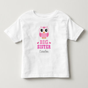 Pour Les Tous Petits T-shirt de grande soeur, hibou rose mignon et nom
