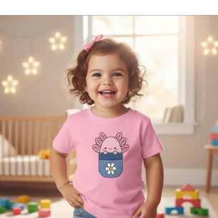 Pour Les Tous Petits T-Shirt Fille Fleur de Poche Axolotl Rose