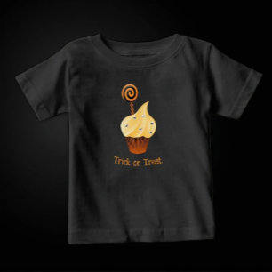Pour Les Tous Petits T-Shirt Halloween avec Cupcake Orange & Texte Pers