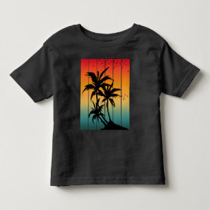 Pour Les Tous Petits T-shirt vintage RETRO SUNSET PALMIER ARBRES