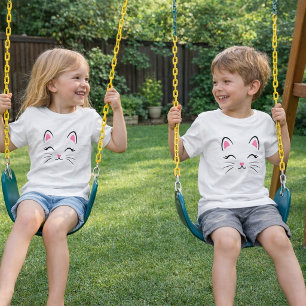 Pour Les Tous Petits T-Shirt Visage de Chat Mignon Minimaliste