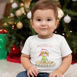 Pour Les Tous Petits T-shirt Watercolor Noël Cavalier King Charles Span