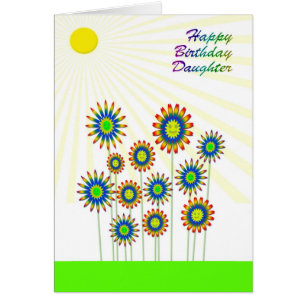 Pour ma fille, une carte de fleurs heureuses