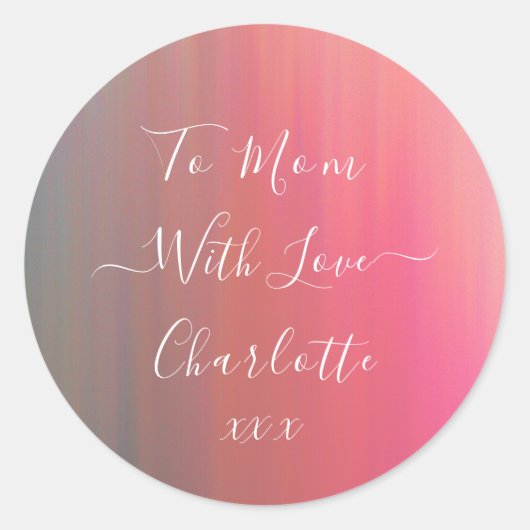 Pour Maman avec amour Étiquette de cadeau rose et (Devant)