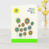 Pour niece age age 2, carte de fleurs heureuses (Fleur jaune)