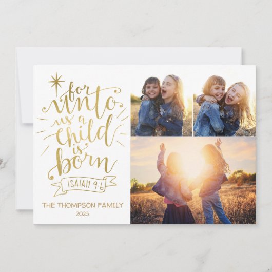 Pour nous la carte photo de Noël trois photo (Devant)