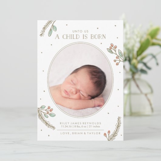 Pour nous un enfant est né Faire-part de naissance (Debout devant)