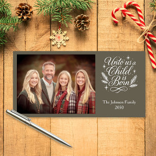 Pour nous un enfant est né photo carte de Noël