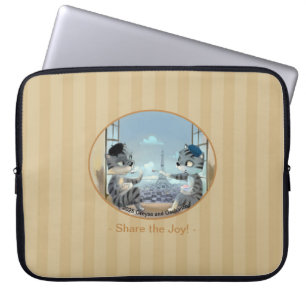 Pour Ordinateur Portable Housse d'ordinateur - Chats & Tour Eiffel - Joie d