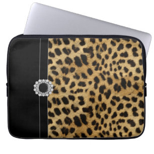 Pour Ordinateur Portable Housse d'ordinateur en cuir noir orné de bijoux Lé