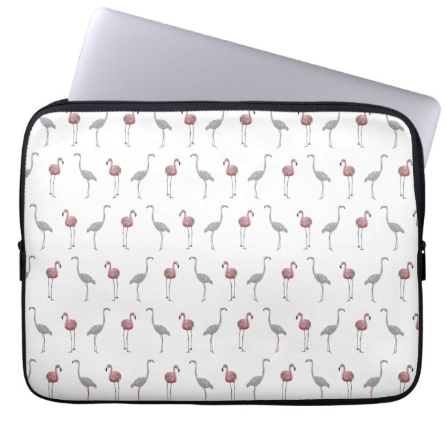 Pour Ordinateur Portable Housse d'ordinateur Flamingo Frenzy (Blanc) (Devant)