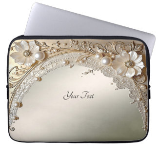 Pour Ordinateur Portable Housse d'ordinateur Fleurs Blanches Perles Moderne