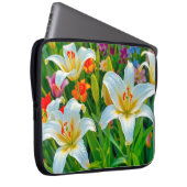 Pour Ordinateur Portable Housse d'ordinateur Fleurs de Lys Blanches (Devant droit)
