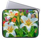 Pour Ordinateur Portable Housse d'ordinateur Fleurs de Lys Blanches (Devant)