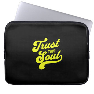 Pour Ordinateur Portable Housse d'ordinateur "Retro Trust Your Soul" jaune 