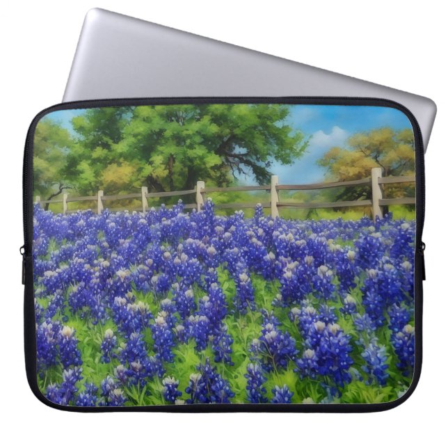 Pour Ordinateur Portable Housse d'ordinateur Texas Bluebonnets Fleurs Bleue (Devant)