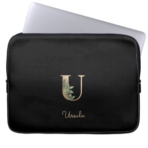Pour Ordinateur Portable LETTRE MONOGRAPHIQUE BOtanique Élégante Housse d'o