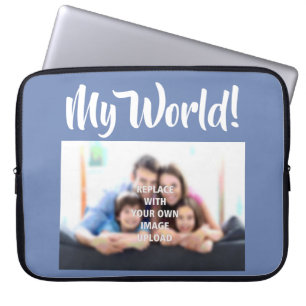 Pour Ordinateur Portable "Mon Monde" - Photo de famille sur une housse d'or